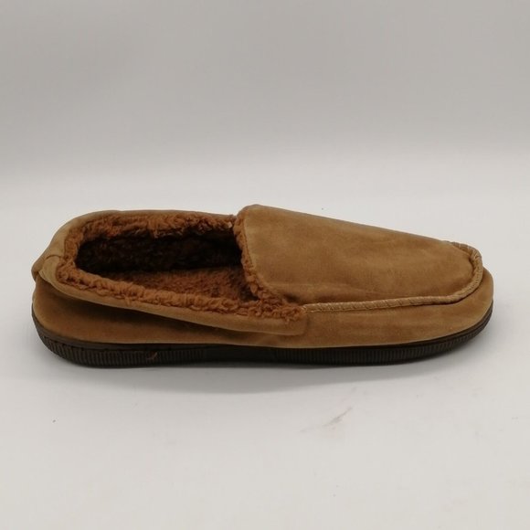Muk Luks Mens Slippers Brown Loafer‎ Slip On Faux Fur Lining Flat Small 8-9 NEW - Picture 2 of 10